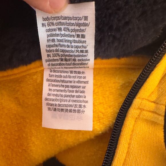 Victoria’s Secret PINK Zip Up Hoodie Size XS Yellow Black Fur Lined Hood Cozy - Picture 4 of 10